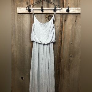 Zenana Premium Gray Elastic Waist Maxi Dress with Side Pockets Size Small Medium